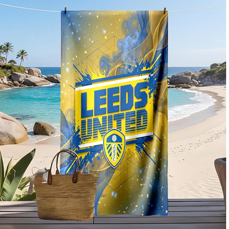 Пляжное полотенце с принтом футбольного клуба Leeds United, большое, мягкое, быстросохнущее, для пляжа, кемпинга, плавания
