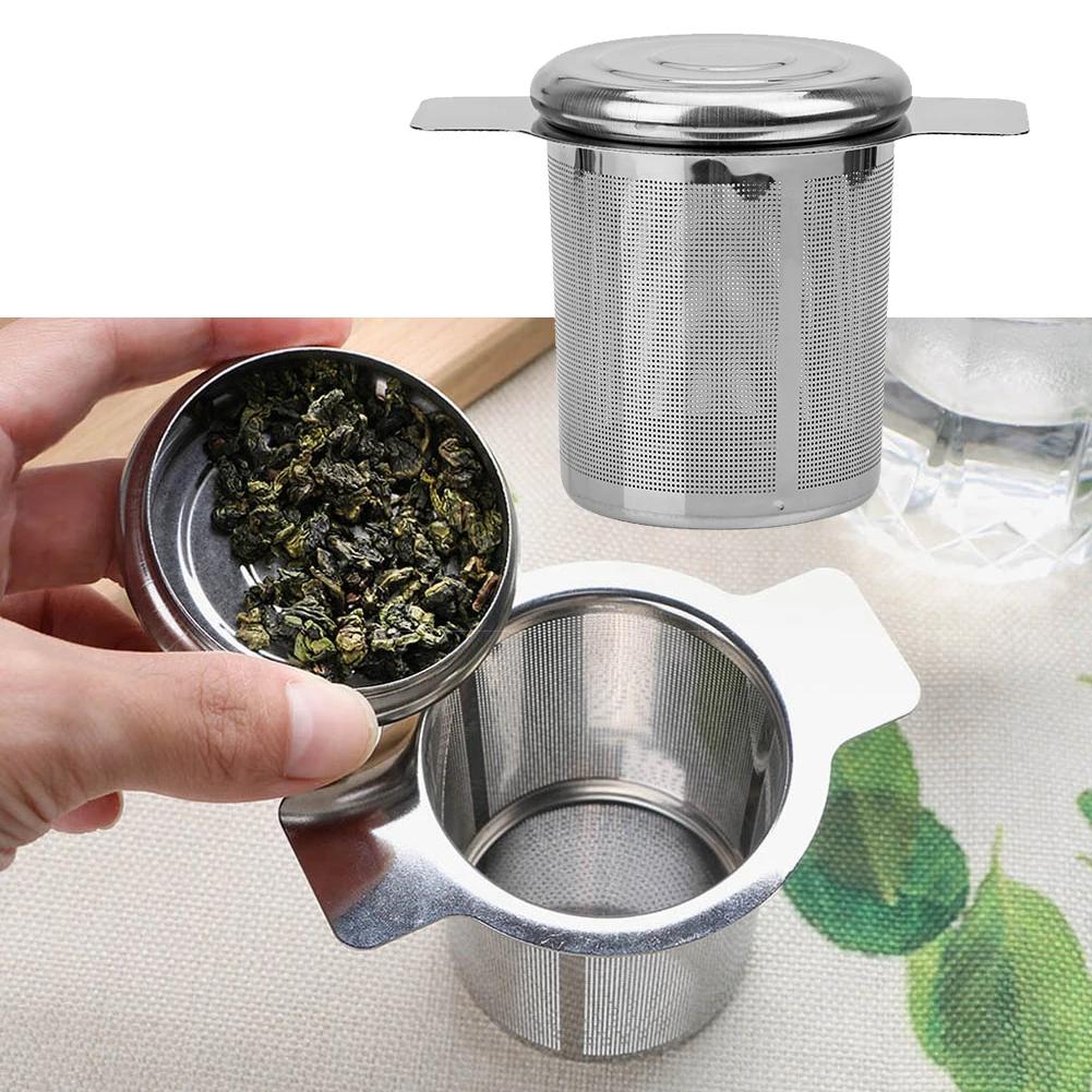 Stainless Steel Double Ear Tea Filter, Tea Filter, Tea Leakage, Spice Tea Filter, Herbal Filter with Cover, Tea Drainage