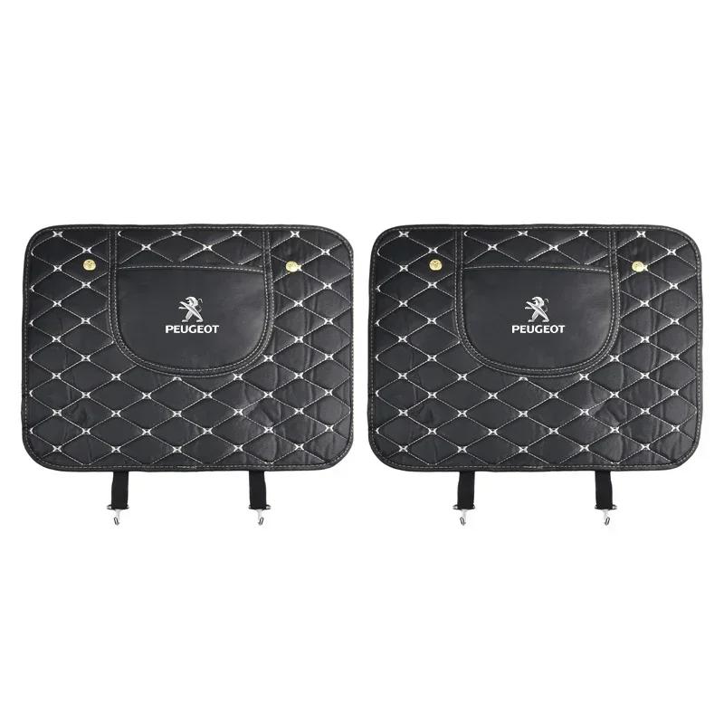 For Peugeot Car Seat Back Anti Kick Pad Leather Scratch Mat For Peugeot 206 307 308 3008 207 208 407 508 2008 5008 107 106 205 4