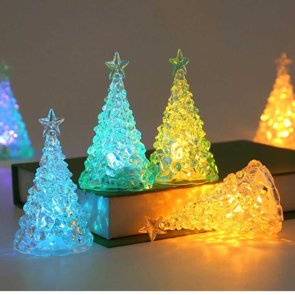 Luminous Christmas Tree Crystal Lamp Transparent Xms Eve Candle Lights Party