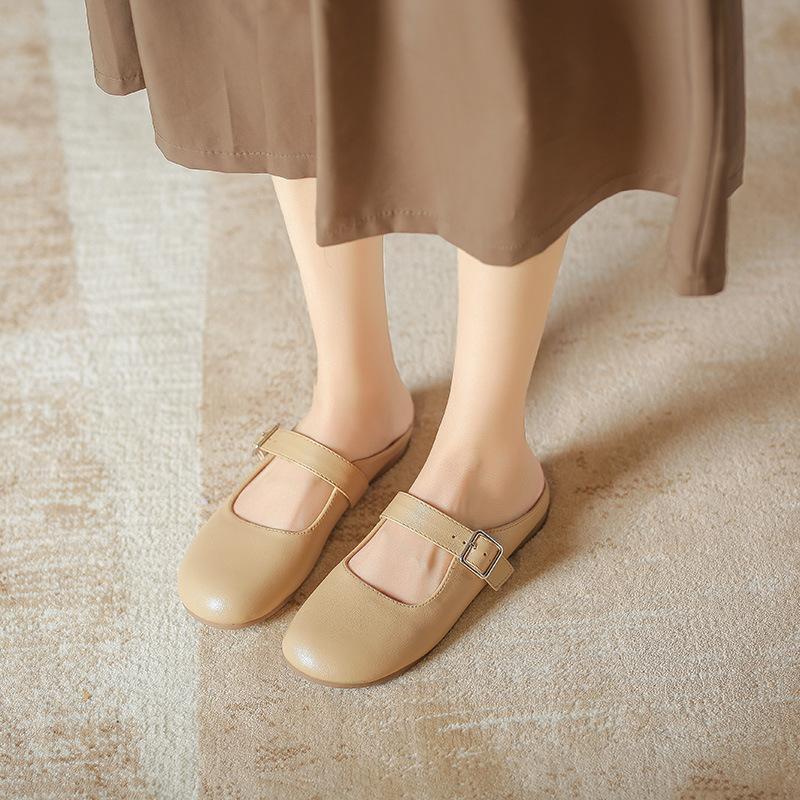 Весна и лето 2025 года новые полушлепанцы женские летние мягкая подошва удобные интернет-знаменитость ленивая сумка голова плоская подошва полушлепанцы большие