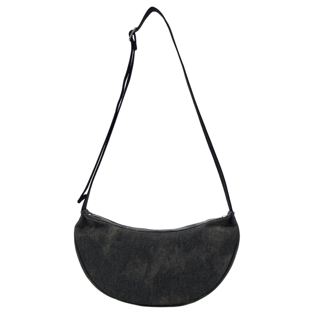 New MLB Denim Shoulder Bag Unisex Charcoal Gray/Hemp Sandy Brown 3ABQBV45N