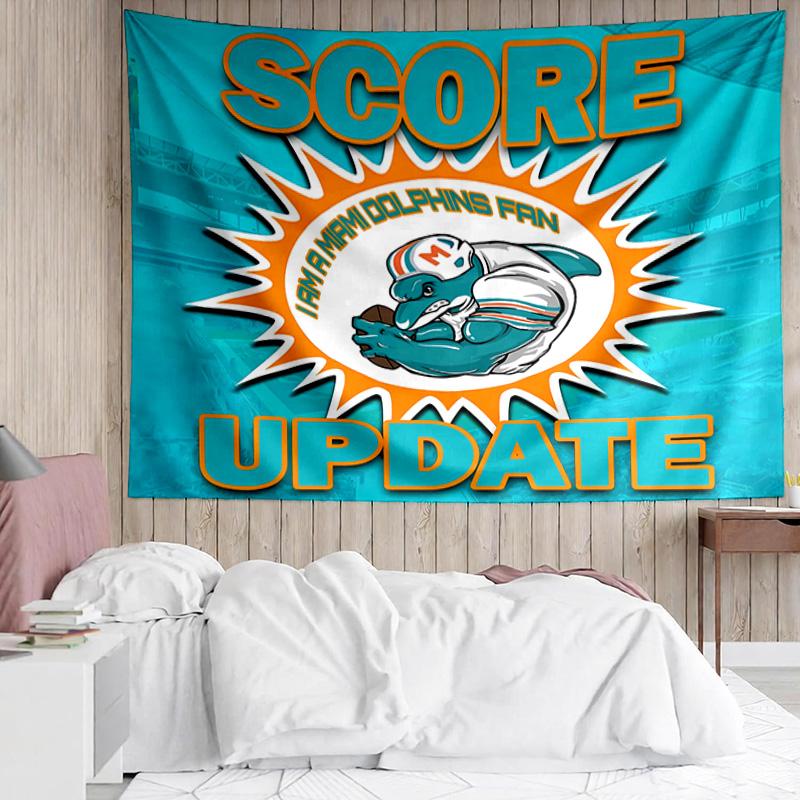 Miami Dolphins logo Tapestry for Bedroom Aesthetic Classroom Tapestries Wall Hanging for Living Room Dorm Office,Ideal Creative Gift