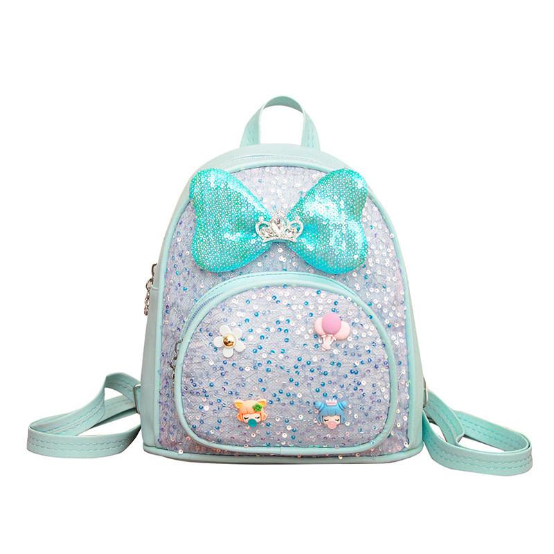 Baby Girl Backpack Pu Material With Glitter Sparkle For Preschool Kids