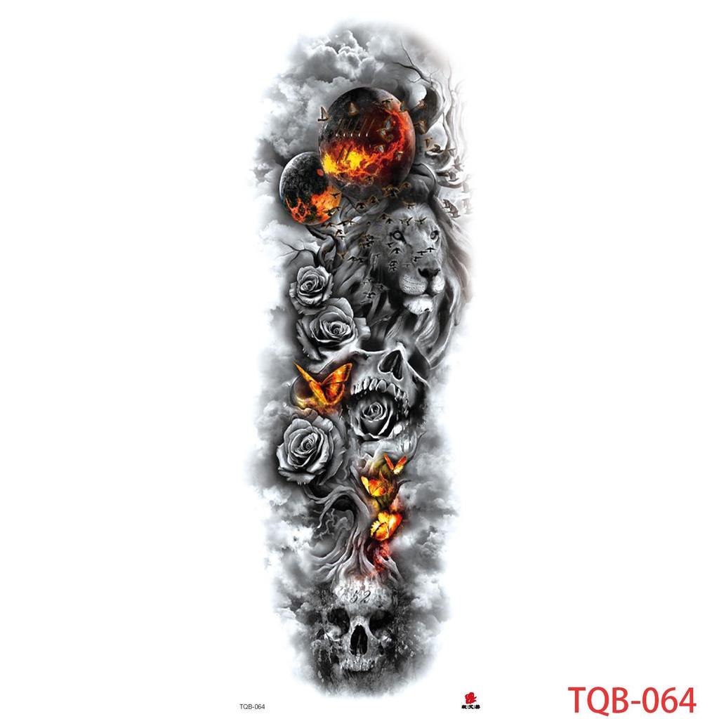 1 PC 480*170MM Large Temporary Tattoos Sleeve for Men Women Full Arm Selleve Tattoos Temporary Realistic Fake Wolf Tiger Lion Tattoo