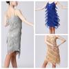 Womens Sequins Fringe Flapper Latin Dance Dress Ballroom Salsa Tango Cha Cha Rumba Samba Rave Dress Dancewear