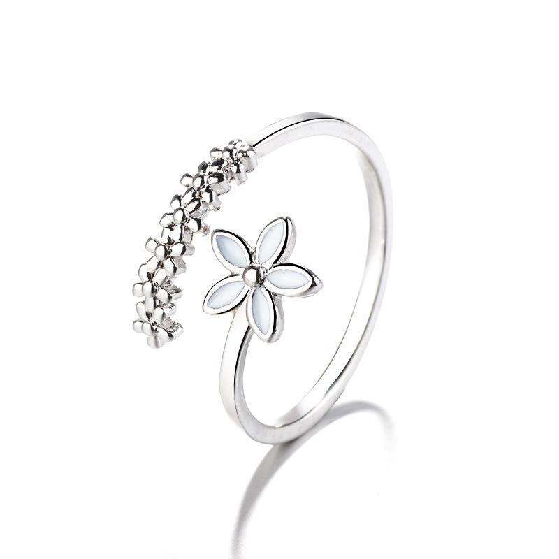Fresh Flower Temperament Personality Literary Fashion Gift Korea Female Resizable Opening Rings