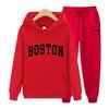 Спортивный костюм BOSTON с принтом, комплект из 2 предметов, толстовка с длинными рукавами, брюки для бега, лоскутный костюм для фитнеса, пуловер с капюшоном, толстовка