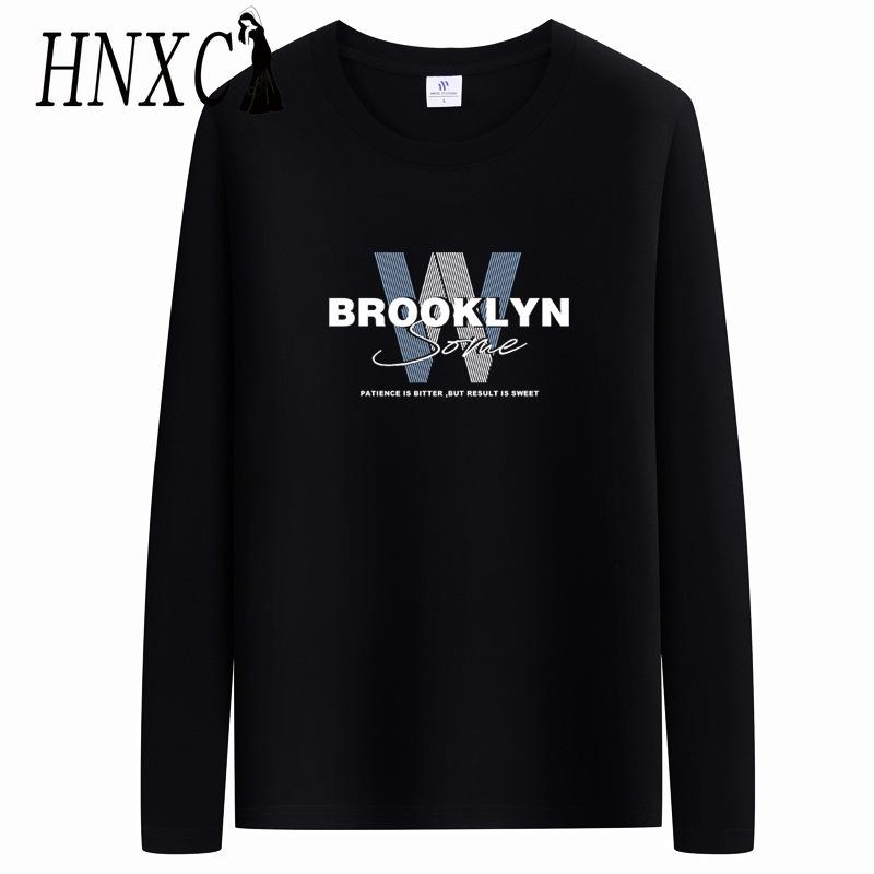 HNXC Футболка с длинными рукавами из хлопка, мужская модная свободная рубашка с рисунком «сострадание»