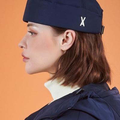 VARZAR Тяжелая утепленная шапка-бини с логотипом и заклепками, темно-синяя