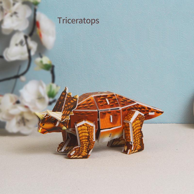 Children DIY 3D Assembled Dinosaur Model Paper Card Puzzle Handmade Toys for Kids Boys Gift Desktop Decorations