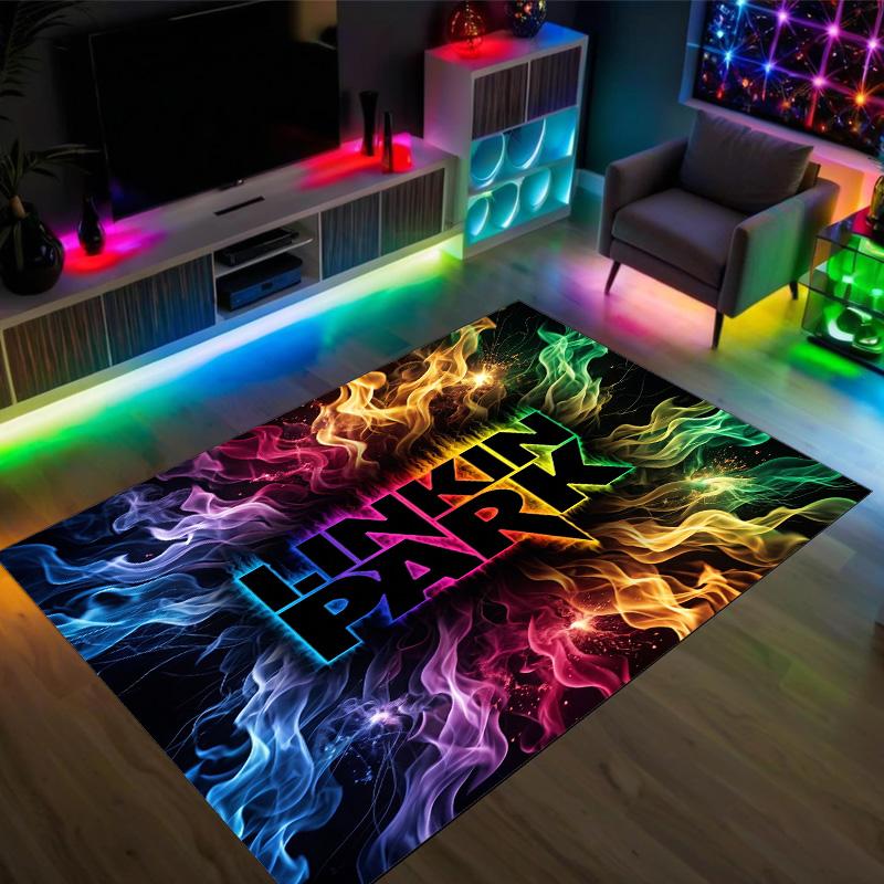 Linkin Park Design Crystal Velvet Carpet Cozy Non?Slip Printed Rug For Bedroom Living Room Entrance