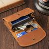 Retro Crazy Horse Leather Small Zipper Pouch Compact Lid Button Coin Key Wallet Pocket Money Bag