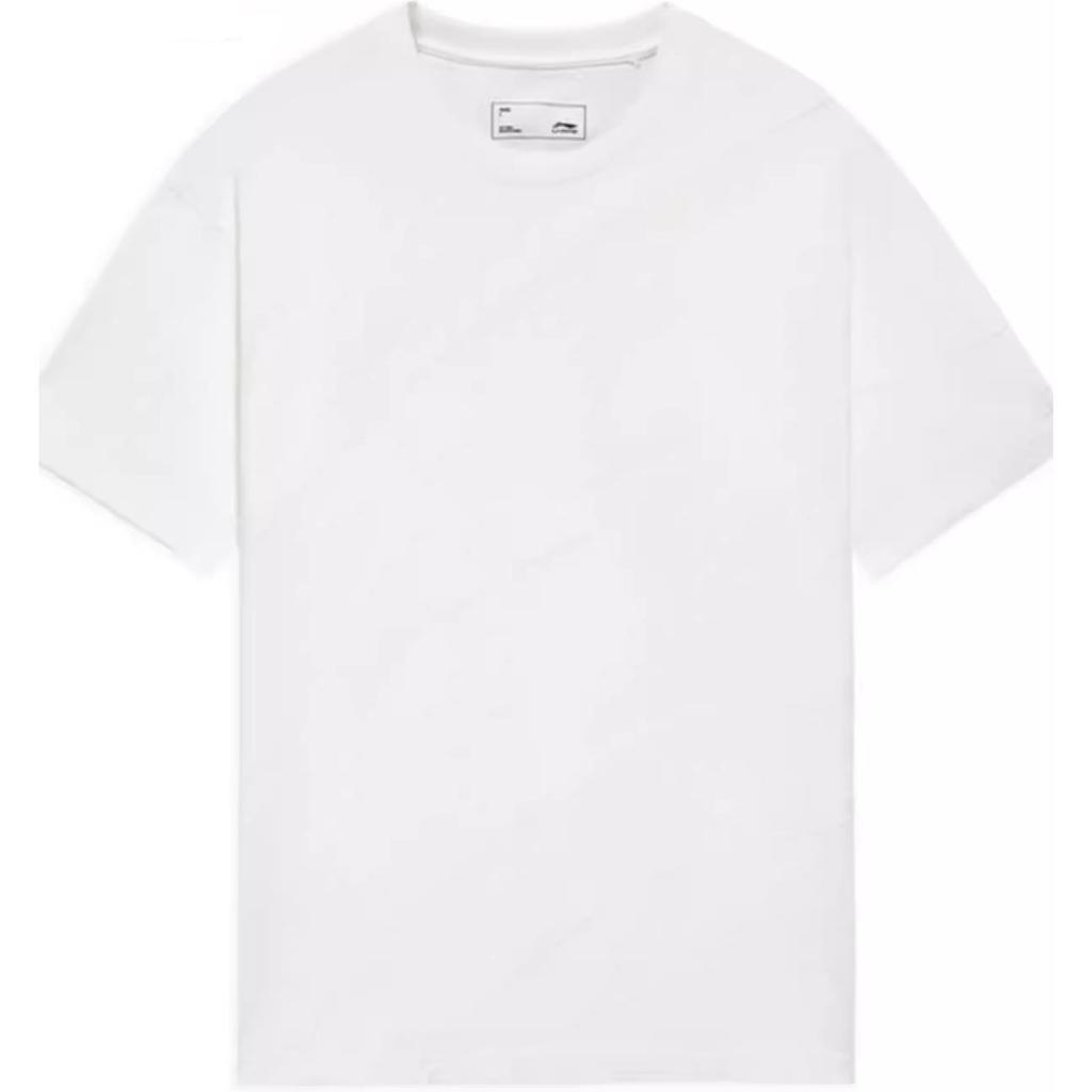 Li-Ning Удобная однотонная футболка с круглым вырезом и коротким рукавом для мужчин, белая AHSS639-1