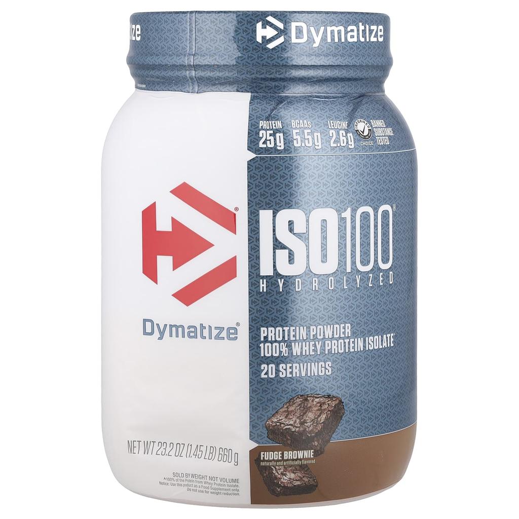 Dymatize ISO100® Hydrolyzed, 100% Whey Protein Isolate, Fudge Brownie, 1.45 Lb (660 G)