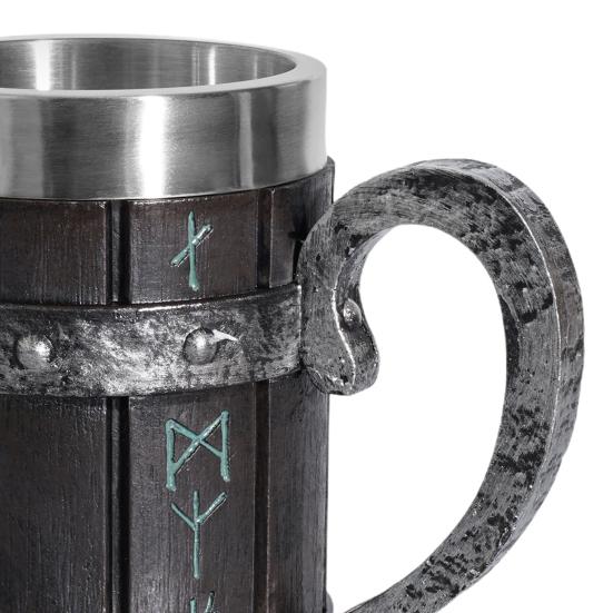 550 мл Кружка-бочка с ручкой Большой вместимости Имитация деревянной бочки Креативная смоляная кружка для пива викингов для бара