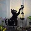 Solar Cat Lantern Cute Cat Silhouette with LED Warm Light Waterproof Anti-Rust Outdoor Decor Lamp with Ground Stake for Garden Yard Lawn