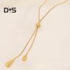 Water Drop Jewelry Adjustable Y Shape Slider Chain Necklace Golden Hoop Earrings for Weddings Parties