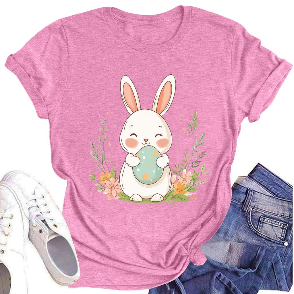 Women's Printed Round Neck Short-sleeved T-shirt Top