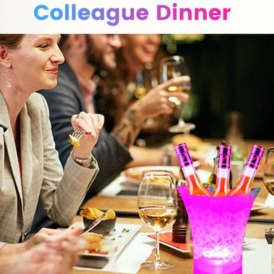 Ведро для льда со светодиодной подсветкой, 5 л, большая емкость, автоматическое, 7 цветов, ведро для льда с подсветкой, питание от батареи, вечеринка/дом/бар/КТВ, клуб, ведро для вина, ведро для льда, контейнер для пивных напитков