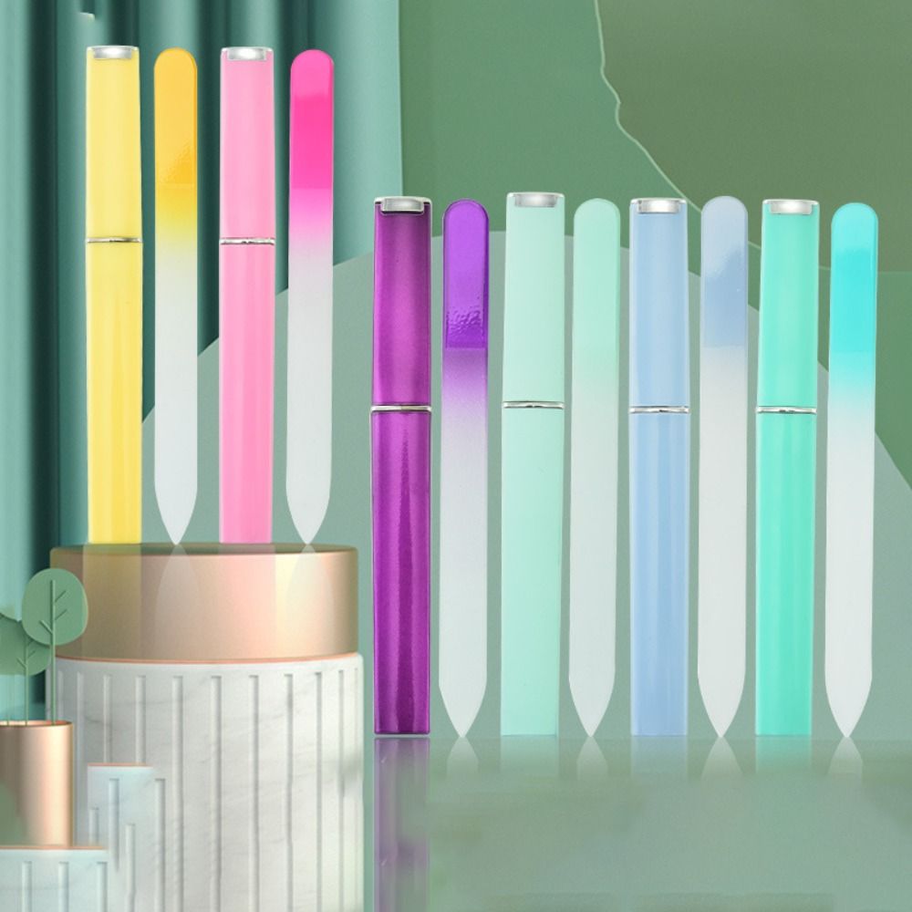 Полированная цветная хрустальная стеклянная пилочка для ногтей, обработанная пескоструйным аппаратом, двухцветная градиентная хрустальная пилочка для маникюра