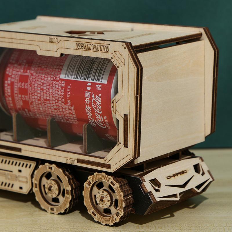 Diy Piggy Bank Truck Wooden 3D Three-Dimensional Puzzle Puzzle Decompression Assembled Toys Creative Crafts Ornaments