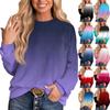 Ladies' Casual Loose Tunic Tops Crewneck Knitted Ribbed Shirts Printing Long Sleeve Pullover Top