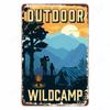 Hisun Tin Sign Camping Family Tin Sign Fishing Vintage Metal Tin Signs for Club Outdoor Hiking Wall Decorative Adventure Explore Retro Plaque