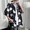 Summer Hawaiian Shirts for Men Hip Hop Mens Japanese Geisha Funny Printed White Pink Shirts Men Korean Casual Holiday Tops Shirt