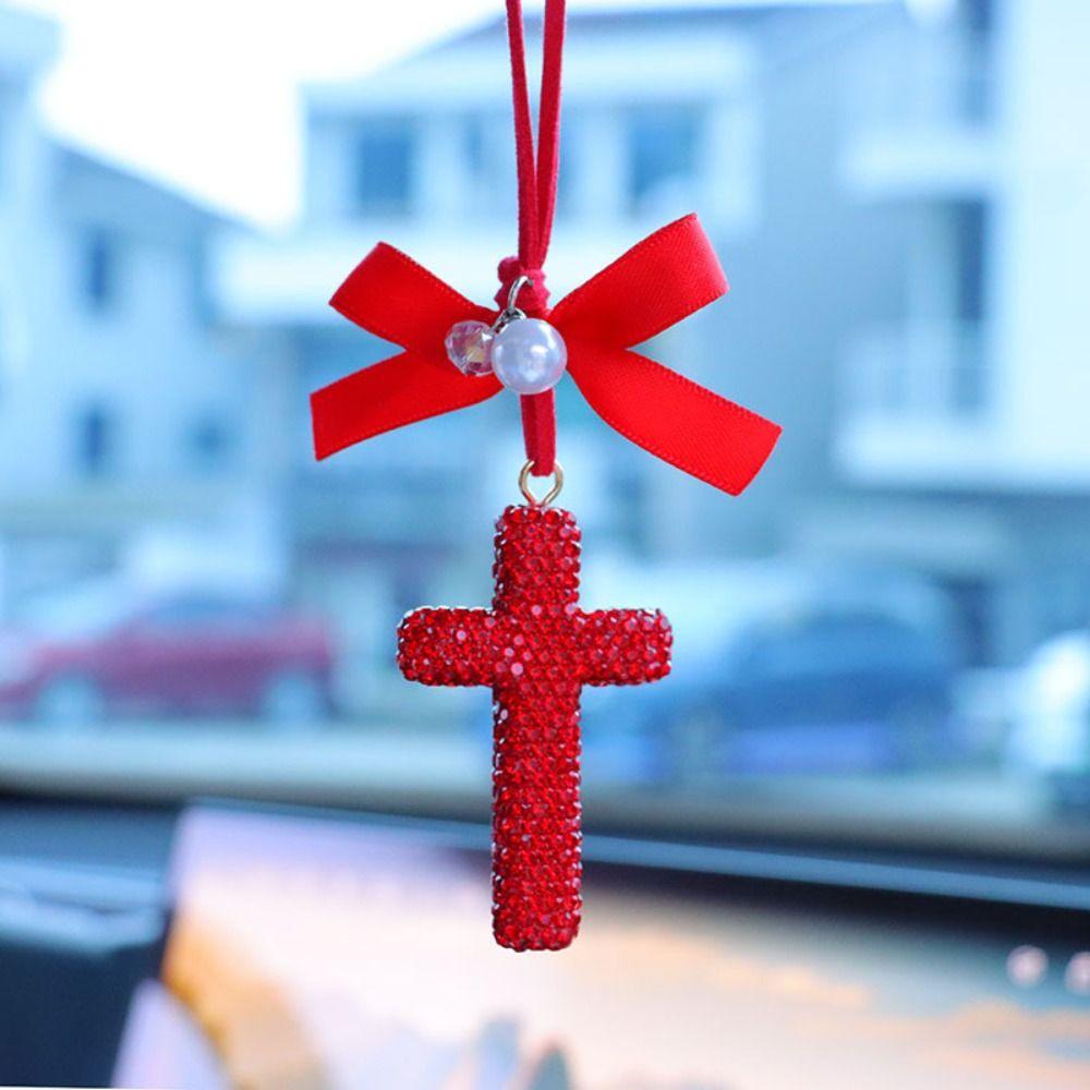 Exquisite Design Cross Car Decoration Sparkling Crystal Rhinestone Cross For Men Women