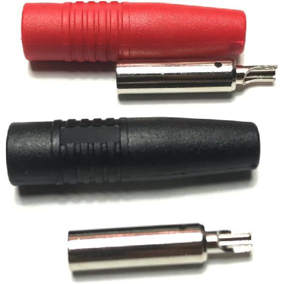 CESS Insulated Female 4mm Banana Plugs Jack Socket Adapter Solder Type for Non-Insulated Male Banana Plug Cable Connector, Black and Red, 2 Pairs