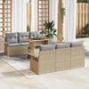 7-Piece Garden Sofa Set with Beige Cushions Poly Rattan, 2-Seater Garden Sofa with Storage & Cushions 3358016