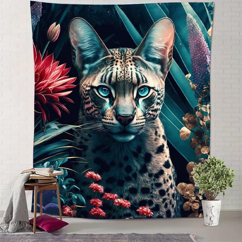 Jungle BlueEyed Leopard Digital printing polyester wall tapestry suitable for use in living rooms bedrooms offices bars party