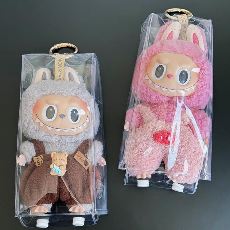 1 шт. Прозрачная коробка-органайзер, Сумочка для хранения кукол Labubu, Сумка-брелок
