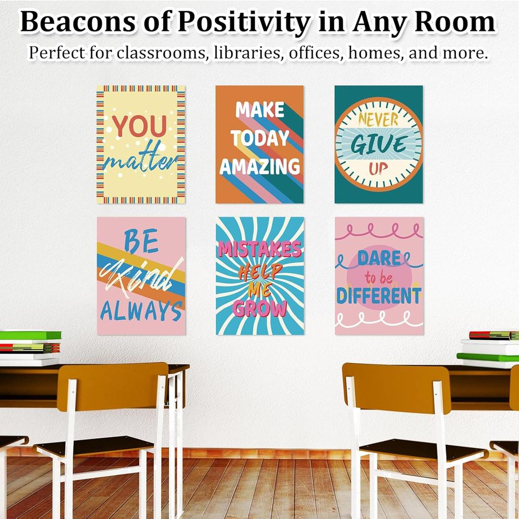 Motivational Posters for Classroom, 6Pcs Classroom Motivational Poster Positive Posters, Classroom Posters High School, pirational Posters for