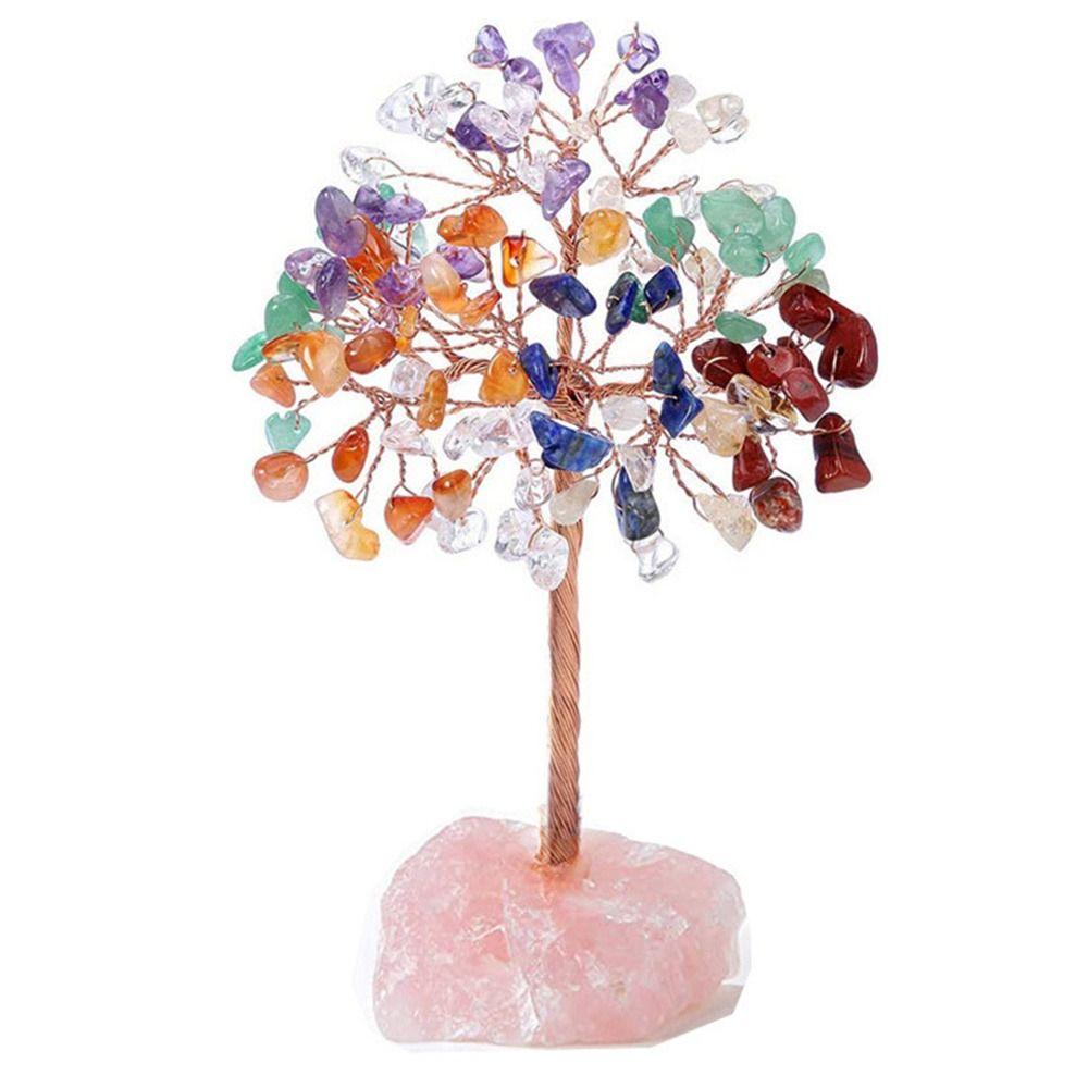 Stone Crafts Copper Wire Wrapped Crystal Money Tree Reiki Chakra Feng Shui Trees Potted Plants