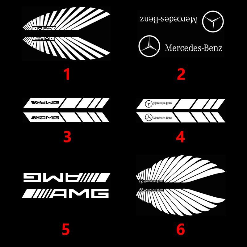 XUY2 2Pcs Car LED Under Side Mirror Light AMG Logo Wing Shape for Mercedes Benz W176 X156 W204 W212 W246 W117 W219 W209 W221 C117