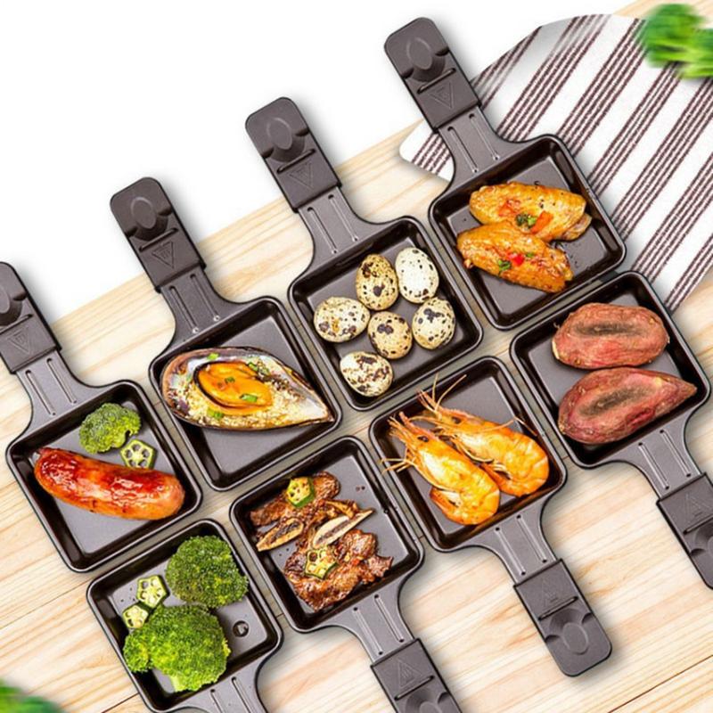 Набор для приготовления сыра, раклета, раклета из углеродистой стали с антипригарным покрытием и лопаткой, подходит для ресторанов, уличных и домашних кухонь.