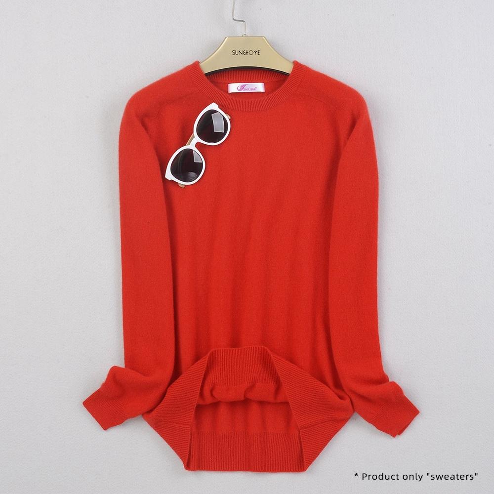 Женский кашемировый свитер с круглым вырезом для тепла и комфорта вязаный свитер с длинными рукавами