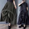 2025 New Spring Summer Plus Size Women Skirts Vintage Elastic Pleated Asymmetrical Skirts Loose High Waist