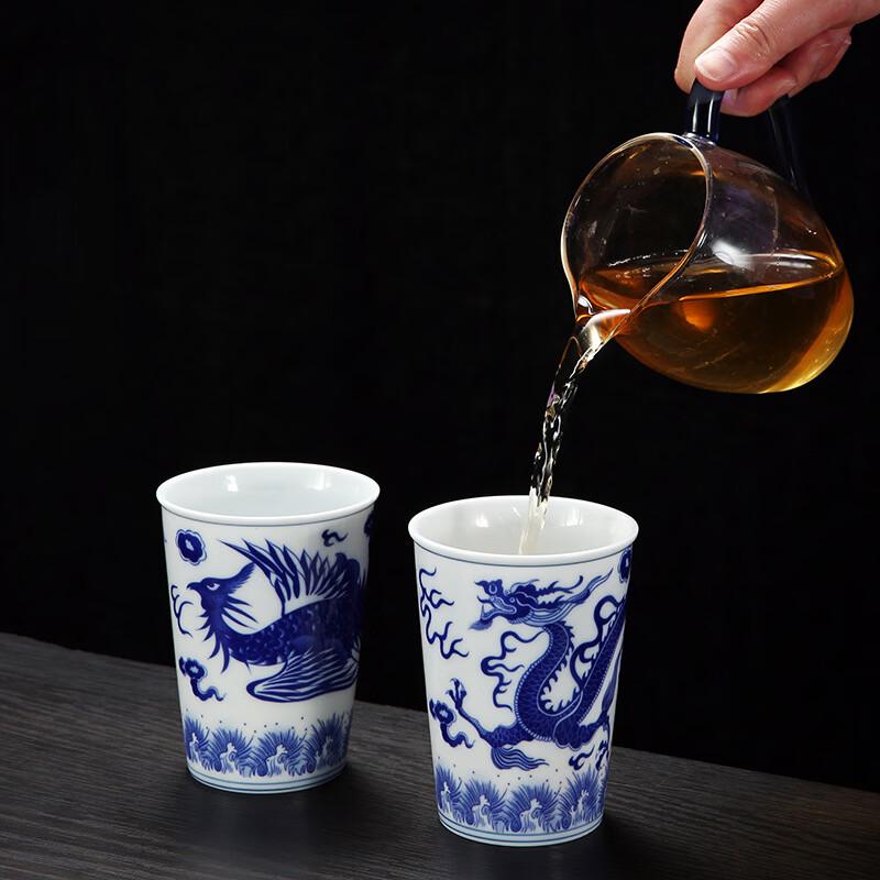 Shangqi Blue and White Porcelain Dragon Phoenix Cup