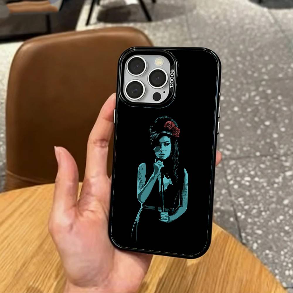Amy W-Winehouse Phone Case For iPhone17,16,15,14,13,12,11 Plus,Pro Max Colored Silver Plated Inside Cover