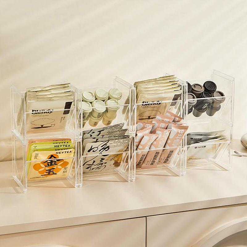 Вертикальный держатель для чайных пакетиков, штабелируемый органайзер для чайных пакетиков, прозрачный органайзер для кофе и чая, для сливок, сахара, для шкафа, кухни