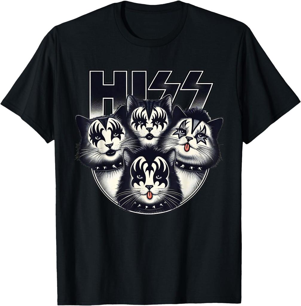 Cute Hiss Cats Rock Kittens Kitty Rocking Music Cat Lovers T-Shirt ,Unisex Tee