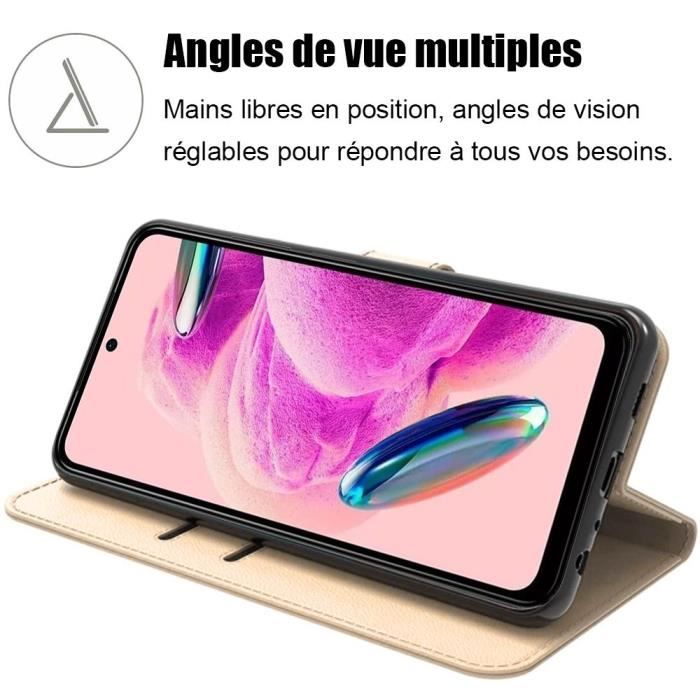 Coque pour Xiaomi Redmi Note 12S, Etui Antichoc en Effec Cuir avec Poche à Carte et Fonction Support Doré (pas pour Redmi Note 12)