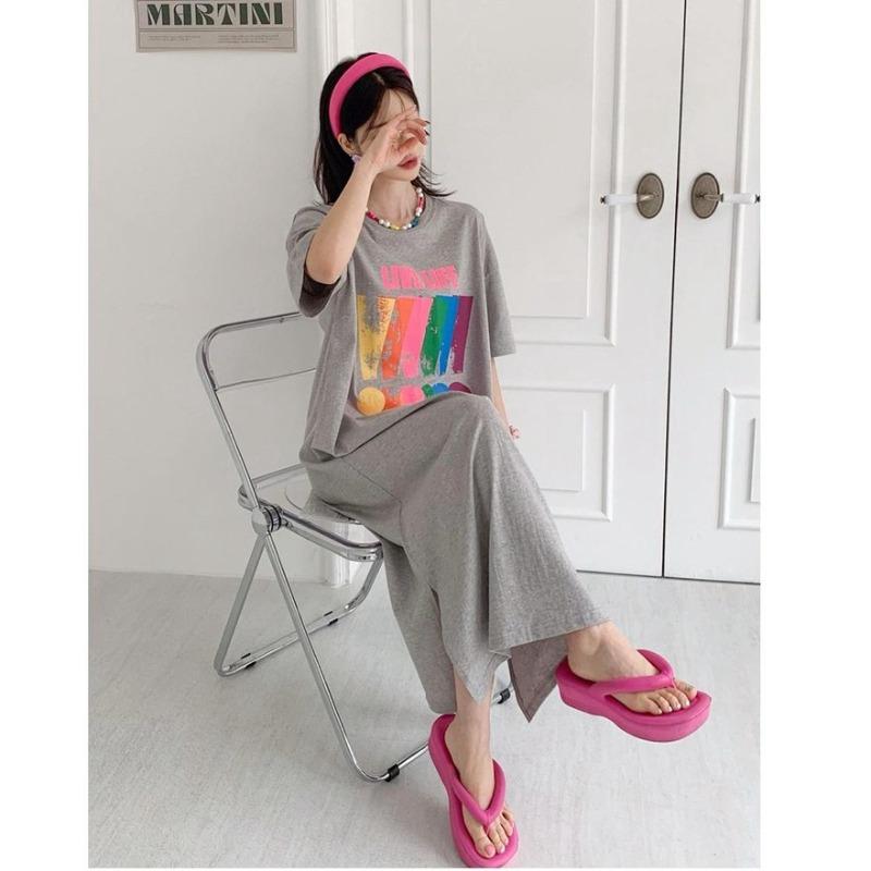Женское летнее новое свободное платье-футболка с короткими рукавами, тонкая ночные рубашки большого размера с эффектом затенения живота