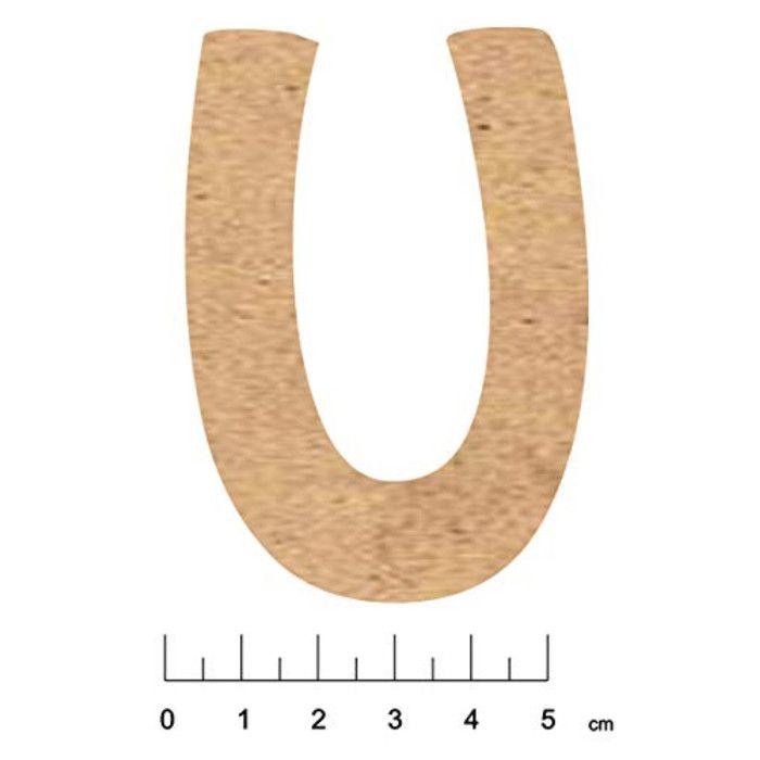 Terre & Bois Créations - Alphabet en bois MDF adhésif 7,5cm Lettre U