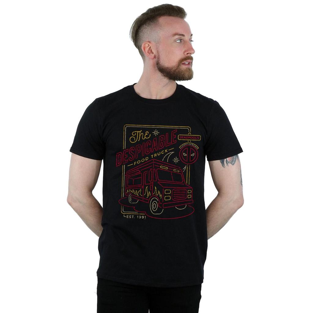 Marvel Mens Deadpool The Despicable Food Truck T-Shirt