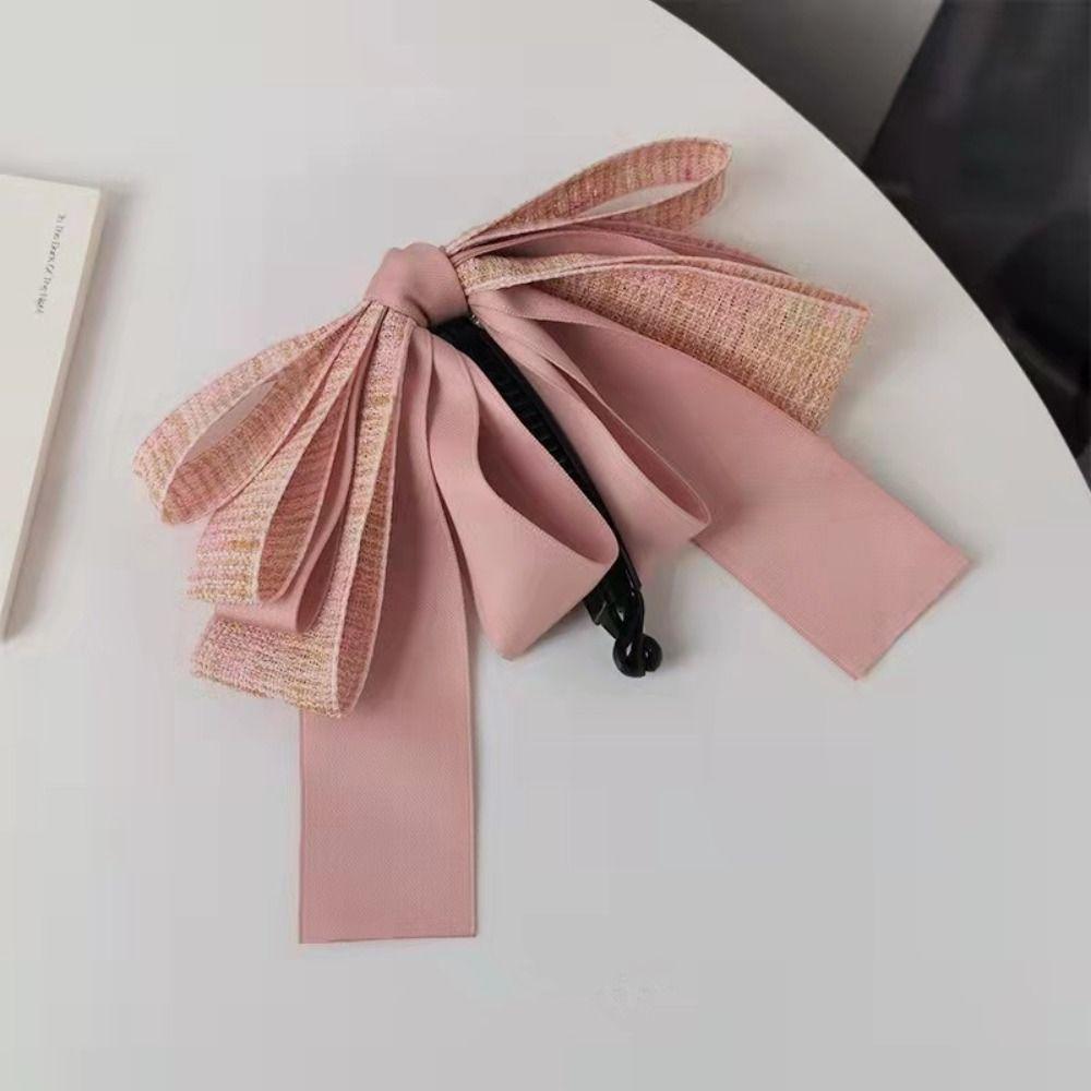 Ponytail Holder Cloth Banana Clip Hairpin Bowknot Hair Clip Cute Bow Vertical Clip Girls