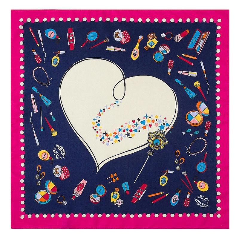 New Arrival 60*60cm Luxury Brand Women Silk Scarves Heart and Lipstick Design Square Scarves Spring Summer Shawls For Ladies